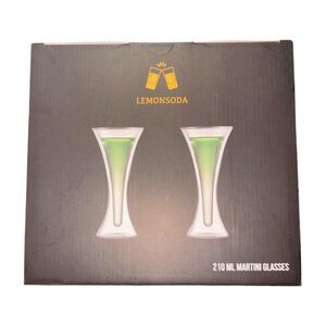 Lemonsoda Double Walled Cocktail Martini Glasses | Set of 2 | 210ml / 7oz NIB